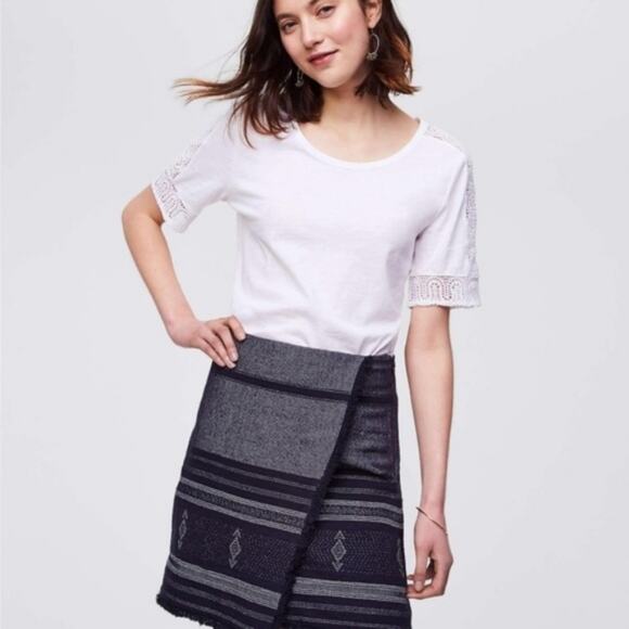 LOFT Blue Blanket Jacquard Wrap Skirt - Picture 8 of 8